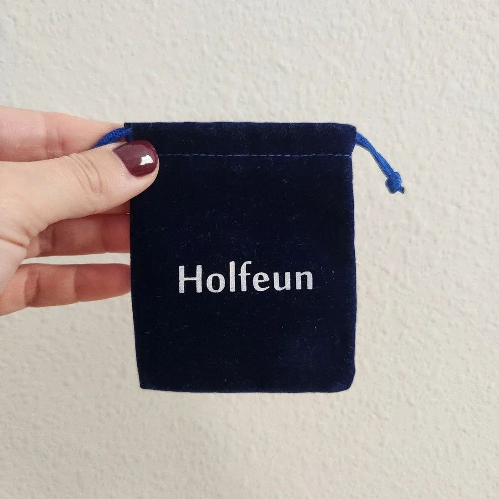Holfeun Blue‎ Velvet Small Jewelry Pouch Drawstring Bag
